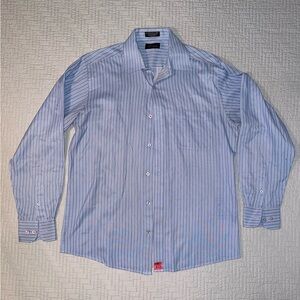 Giorginni Men’s Classic Blue Patterned Button Down Dress Shirt DRY CLEANED sz 16
